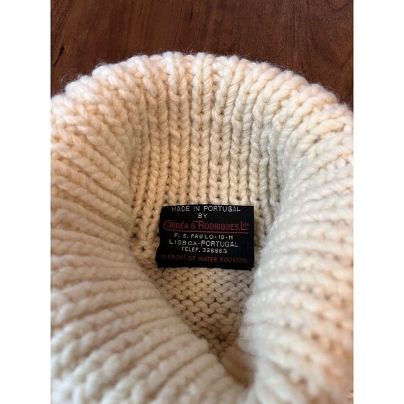 Vintage Triunfante Wool Turtleneck Fisherman Sweater Chunky Cable Knit Handmade - Picture 5 of 7